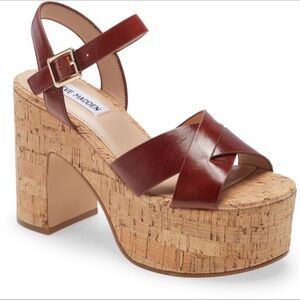 Steve Madden Brava Platform Sandal in Burgundy Brown Women’s size 7.5